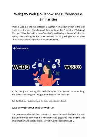 web3 vs web 3 0 know the differences similarities