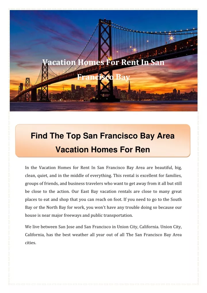 vacation homes for rent in san