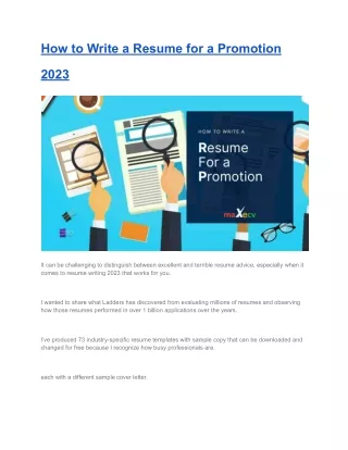 How to Write a Resume for a Promotion 2023