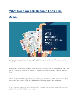 What Does An ATS Resume Look Like 2023