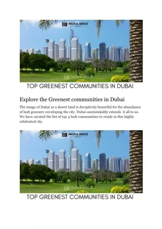 Explore the Greenest communities in Dubai