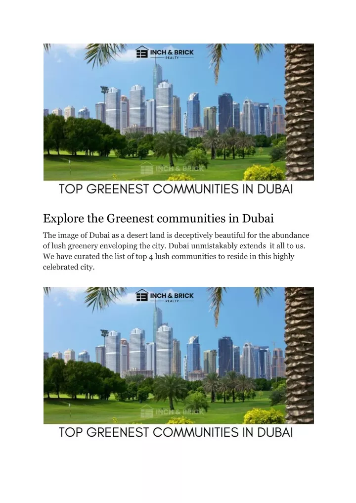 explore the greenest communities in dubai