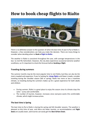 how to book cheap flights to rialto
