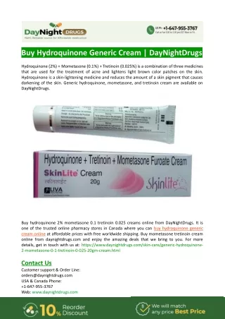 Hydroquinone Generic Cream Online