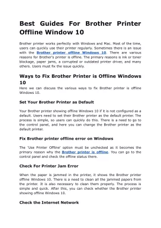 best guides for brother printer offline window 10