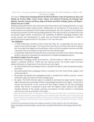 global dairy packaging market is projected