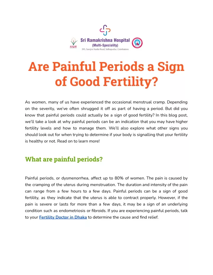 are painful periods a sign of good fertility