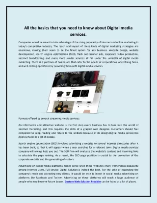 All the basics that you need to know about Digital media services