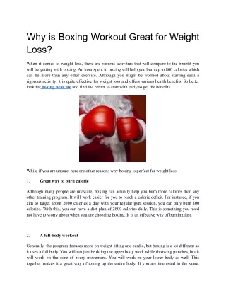 Why is Boxing Workout Great for Weight Loss_