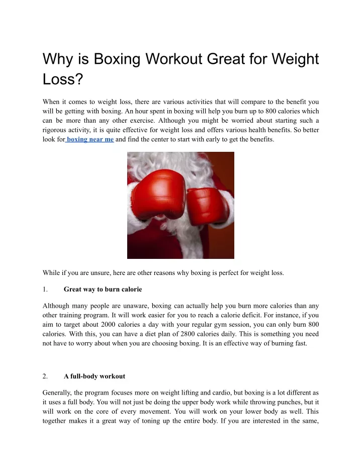 why is boxing workout great for weight loss