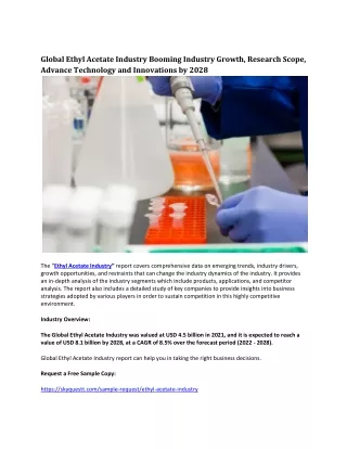 global ethyl acetate industry booming industry