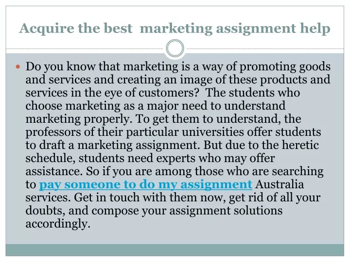 acquire the best marketing assignment help