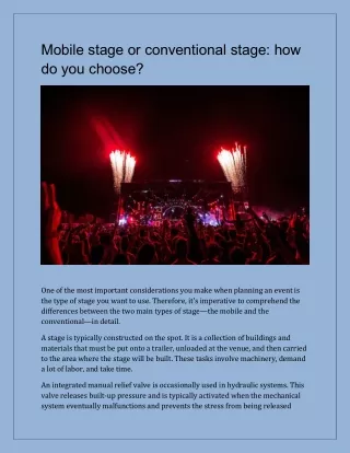 mobile stage or conventional stage