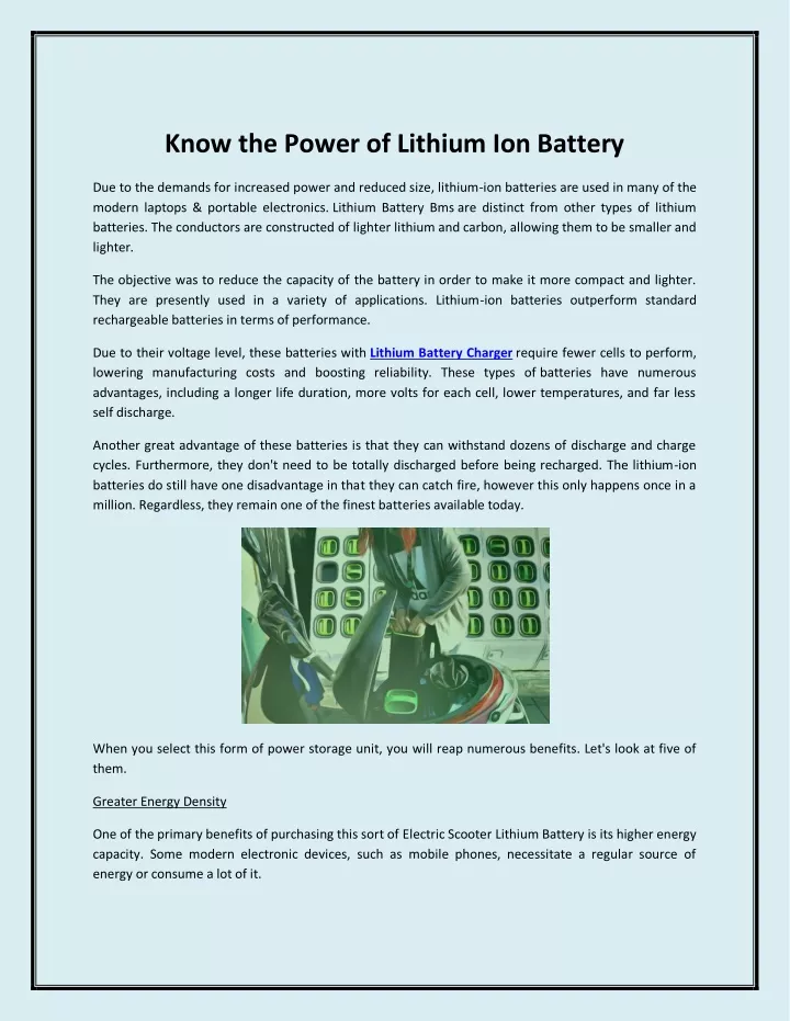 know the power of lithium ion battery