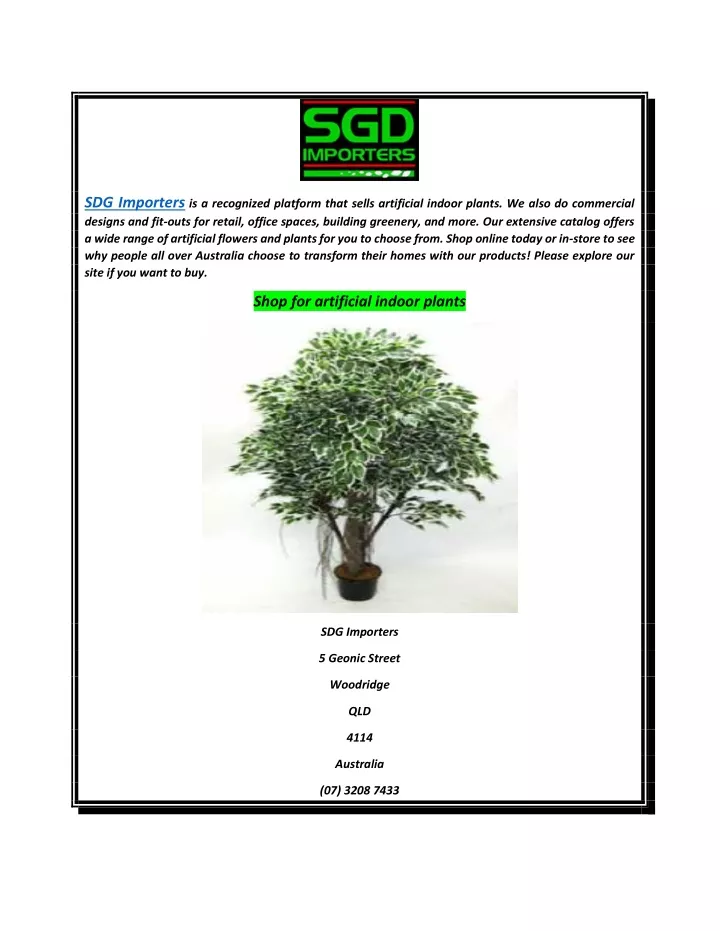 sdg importers is a recognized platform that sells
