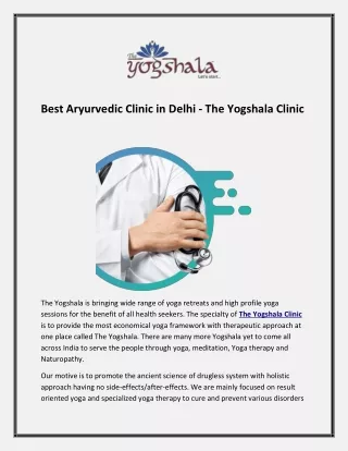 Best Aryurvedic Clinic in Delhi - The Yogshala Clinic