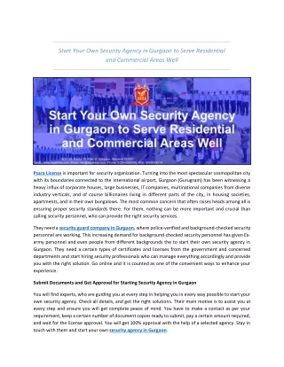 Start Your Own Security Agency in Gurgaon to Serve Residential and Commercial Areas Well (1)