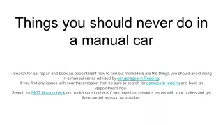 Things you should never do in a manual car