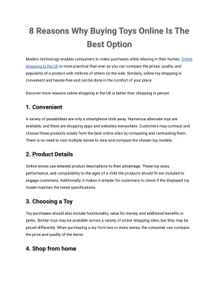 8 Reasons Why Buying Toys Online Is The Best Option