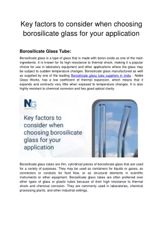 Key factors to consider when choosing borosilicate glass for your application