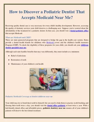 How to Discover a Pediatric Dentist That Accepts Medicaid Near Me?