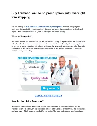Buy Tramadol online no prescription with overnight free shipping
