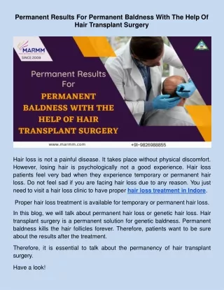 permanent results for permanent baldness with