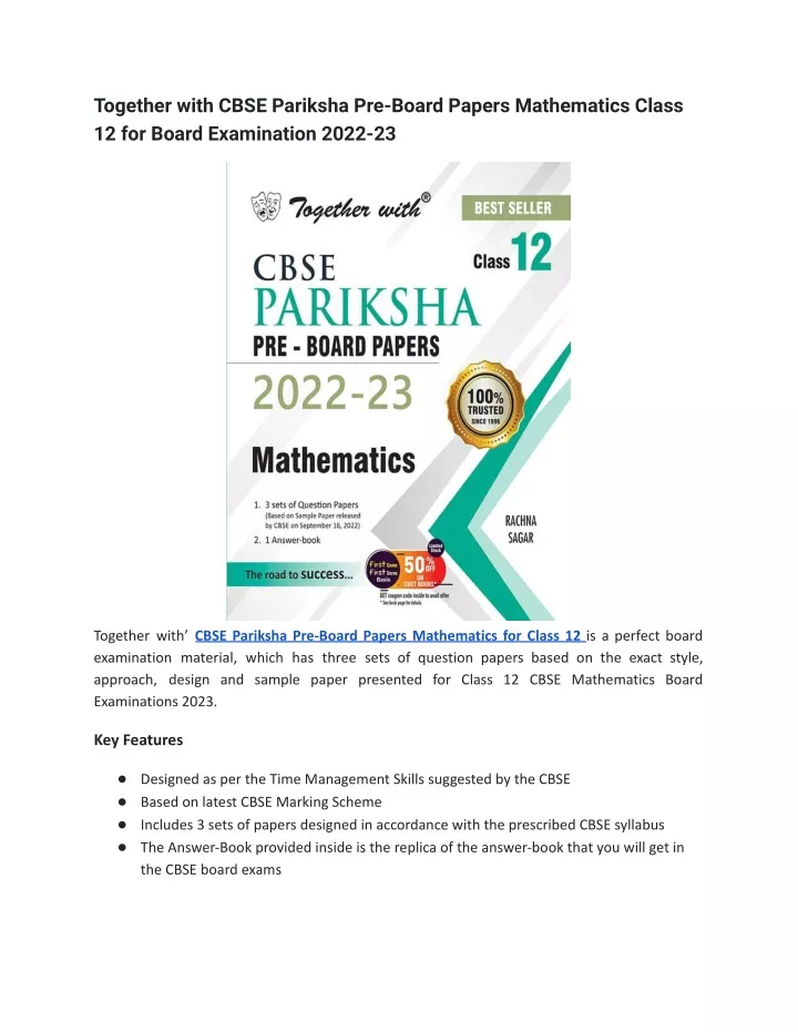 together with cbse pariksha pre board papers