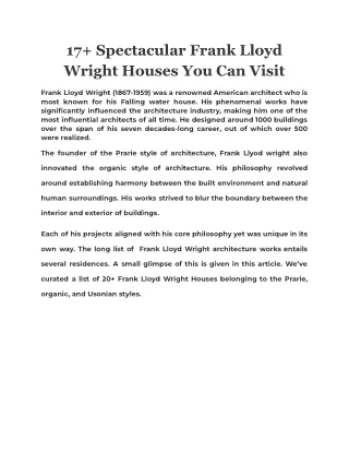 17 spectacular frank lloyd wright houses