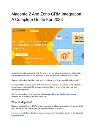 magento 2 and zoho crm integration a complete