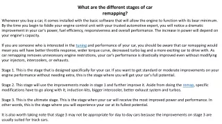 what are the different stages of car remapping