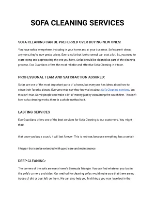 SOFA CLEANING SERVICES