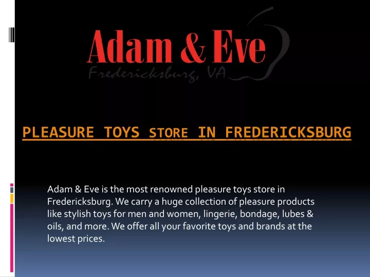 pleasure toys store in fredericksburg