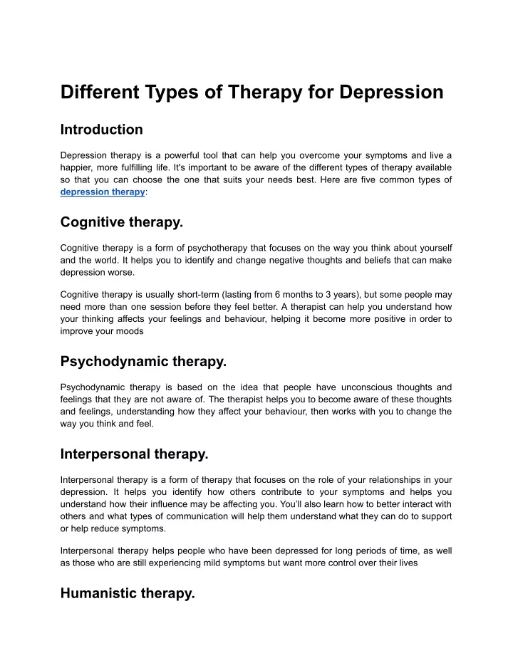 ppt-different-types-of-therapy-for-depression-powerpoint-presentation