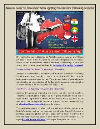 Conferral Of Australian Citizenship