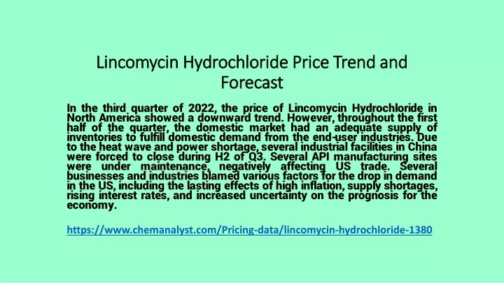 lincomycin hydrochloride price trend and forecast