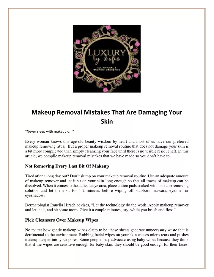 makeup removal mistakes that are damaging your