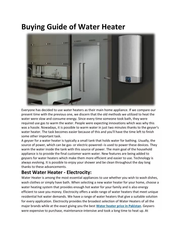 Ppt Buying Guide Of Water Heater Electrocity Powerpoint Presentation Id 11858630