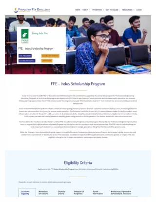 FFE - Indus Scholarship Program- Scholarships for Indian Students