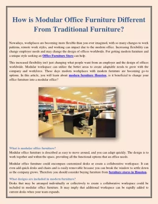 How is Modular Office Furniture Different From Traditional Furniture?