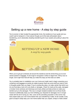 Setting up a new home - A step by step guide _ Risinia Builders
