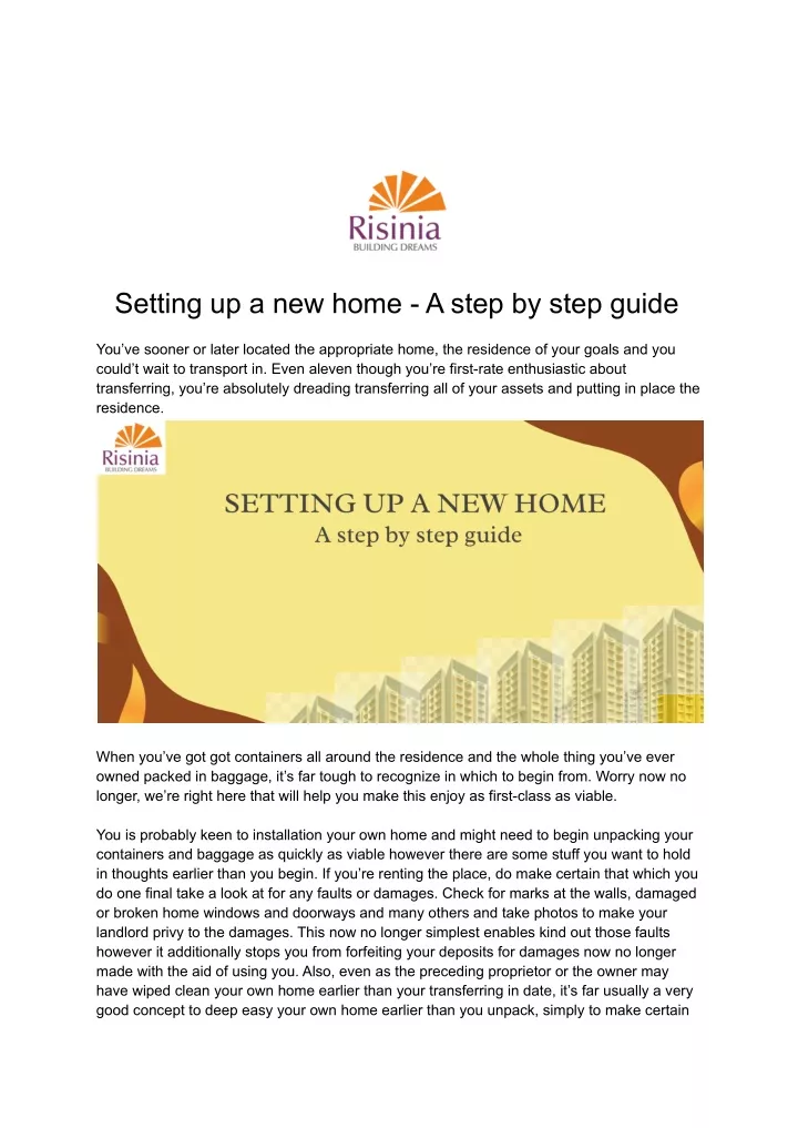 setting up a new home a step by step guide