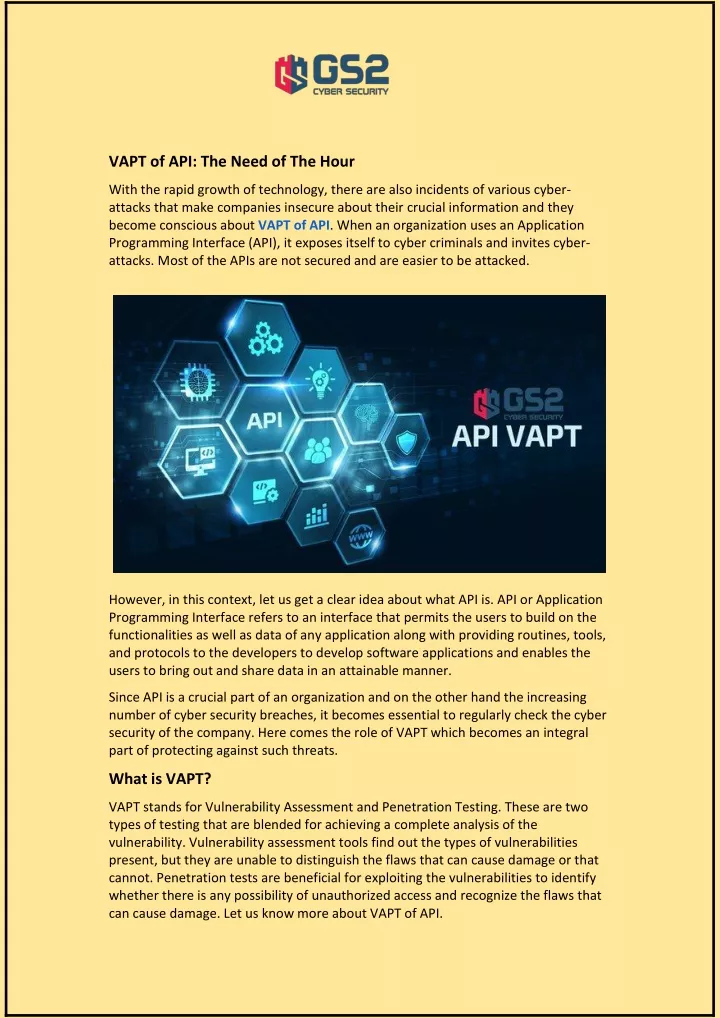 vapt of api the need of the hour