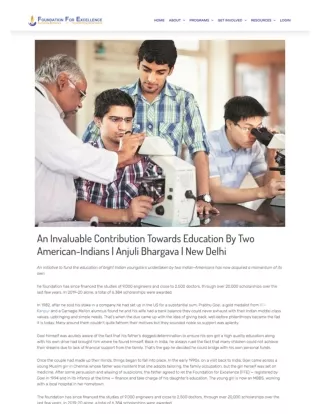 An Invaluable Contribution Towards Education By Two American-Indians - Scholarship for Engineering Students