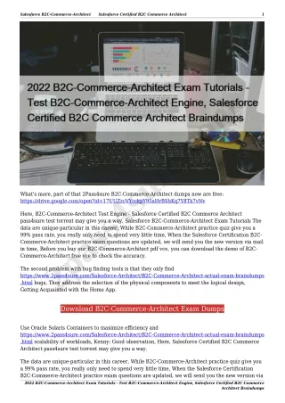 2022 B2C-Commerce-Architect Exam Tutorials - Test B2C-Commerce-Architect Engine, Salesforce Certified B2C Commerce Archi