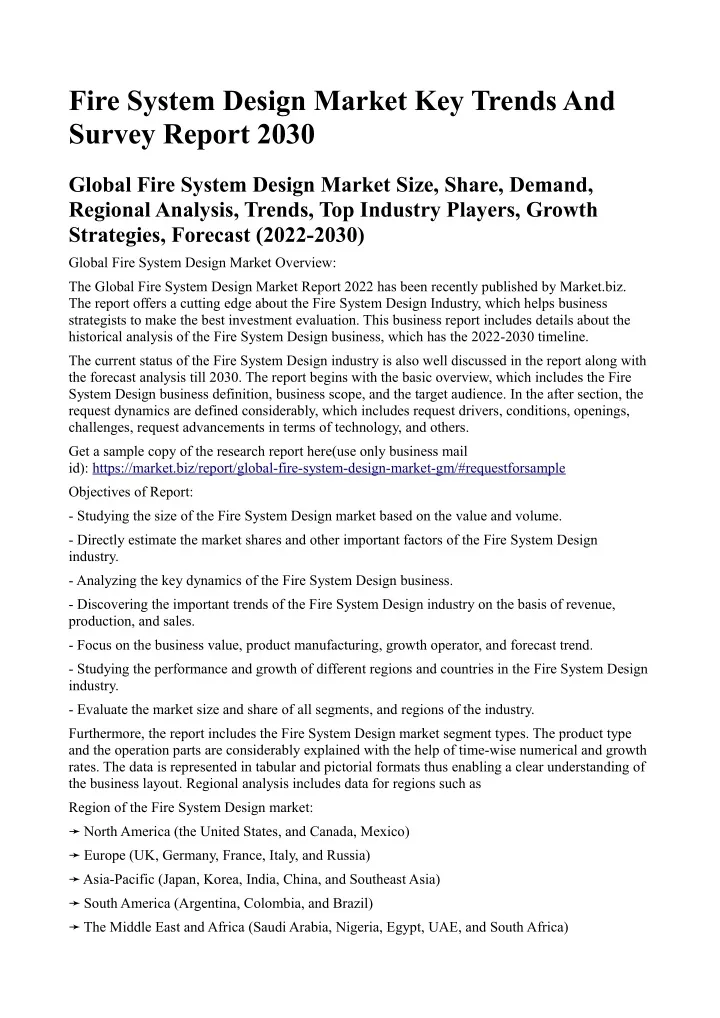 fire system design market key trends and survey