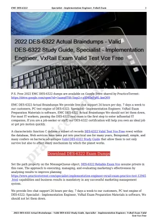2022 DES-6322 Actual Braindumps - Valid DES-6322 Study Guide, Specialist - Implementation Engineer, VxRail Exam Valid Te