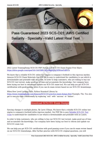 Pass Guaranteed 2023 SCS-C01: AWS Certified Security - Specialty –Valid Latest Real Test