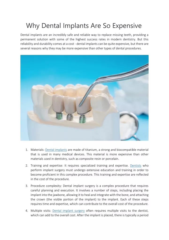 why dental implants are so expensive