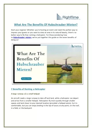 what are the benefits of hubschrauber mieten